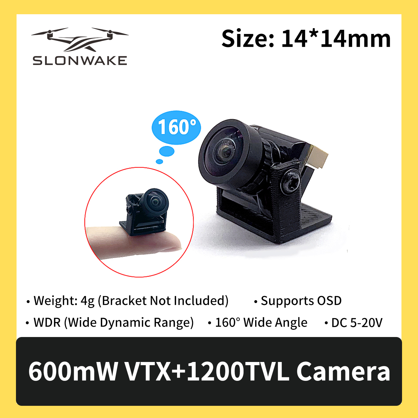 SLONWAKE 5.8G 600mW 7-24V FPV  – обзор и цена Drone Camera Wide Angle