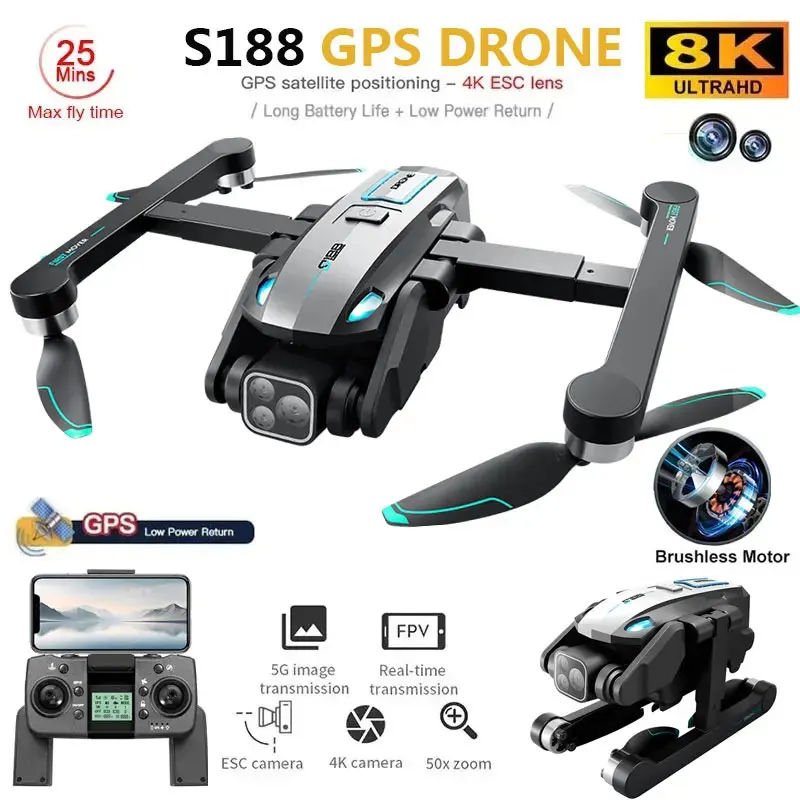 S188 Professional 8K GPS Drone – обзор и цена Drone Camera Professional
